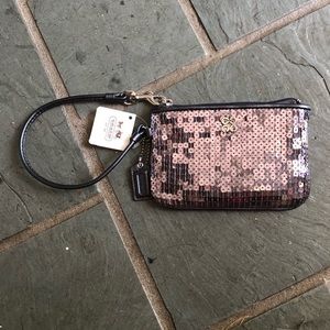 Coach Purple Sequin Wristlet Clutch